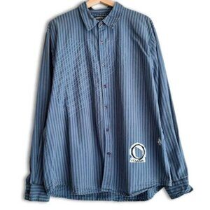 VOLCOM Stone Regular Fit Button Down Casual Stripe Shirt Blue Mens Sz XL